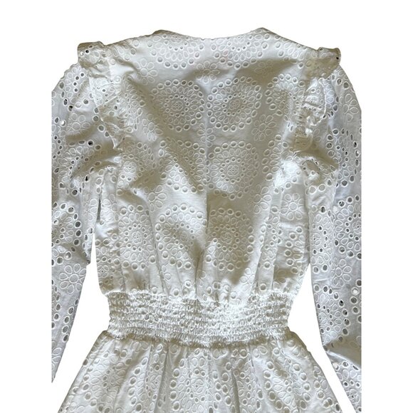 Lilly Pulitzer Taviana Eyelet Dress White Circle Bloom Resort Style Size 00 - Picture 10 of 16